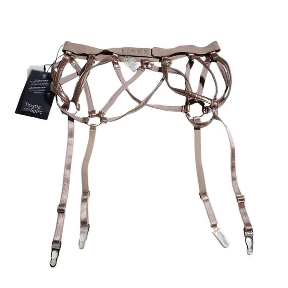 Thistle and Spire Strapped In Sidney Garter Belt Size XS Lingerie Bronze - Picture 3 of 5